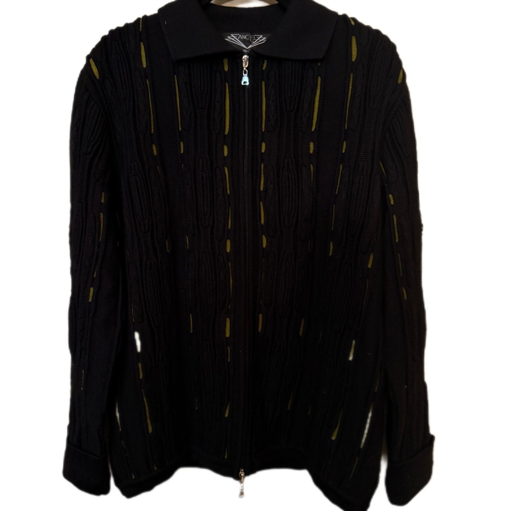 Vintage Angel by Sabri Ozel Black and Green Men's Sweater